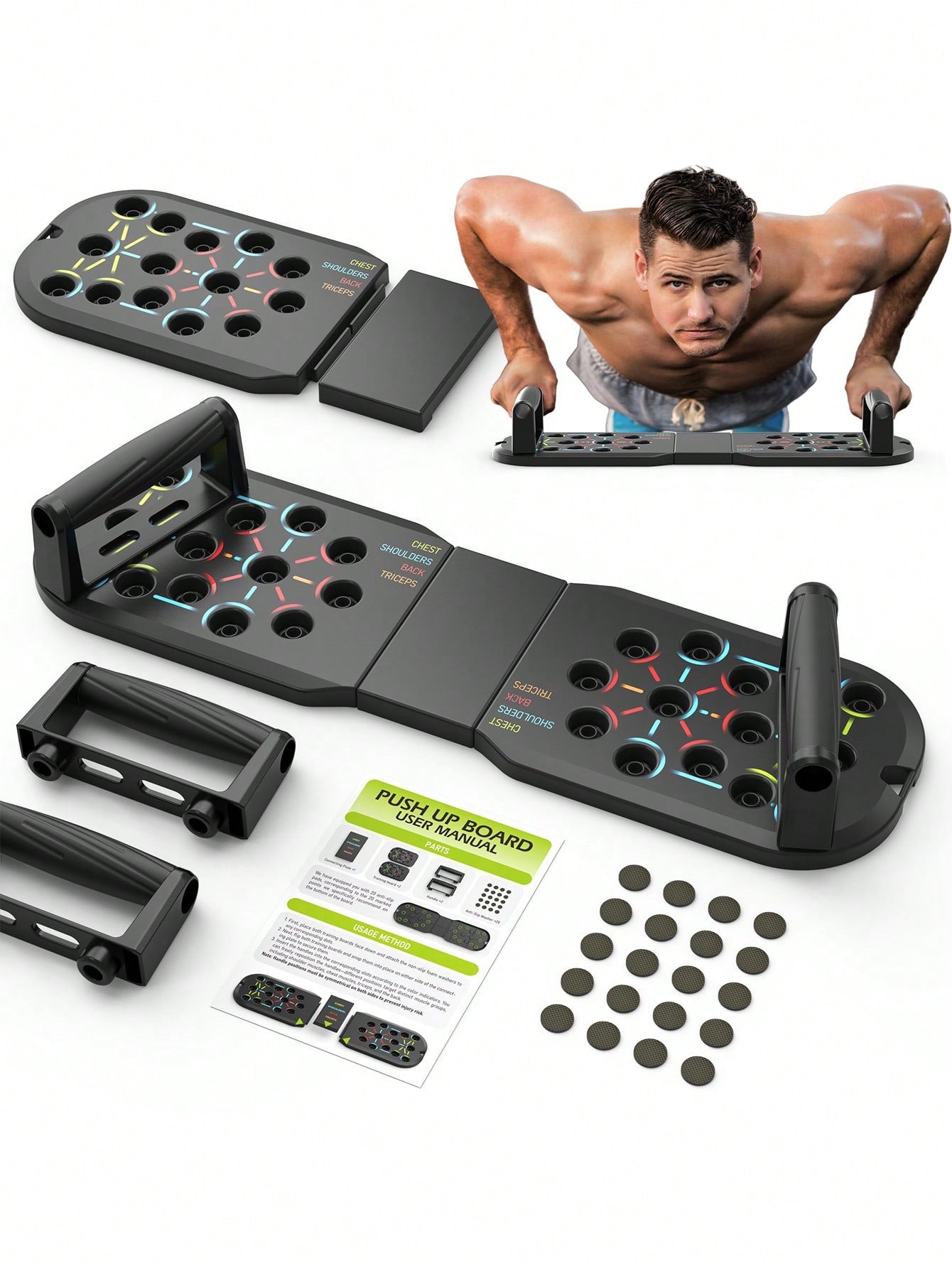 JKSHMYT Solid Push up Board Home Workout Equipment Multi-Functional Pushup Stands System Fitness Floor Chest Muscle Exercise Professional Equipment Burn Fat Strength Training Arm Men & Women Weights